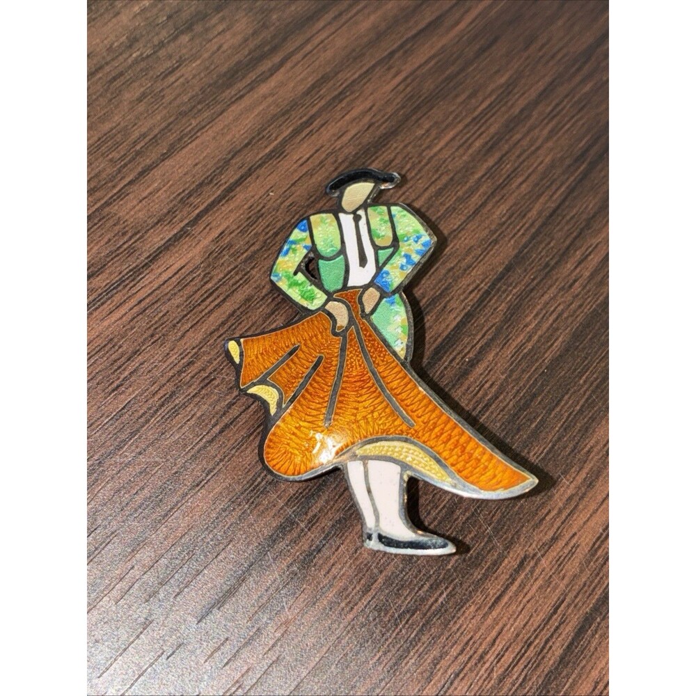 Vintage Jeronimo Fuentes Taxco Sterling Silver Enamel Matador Brooch Pin 925 JF